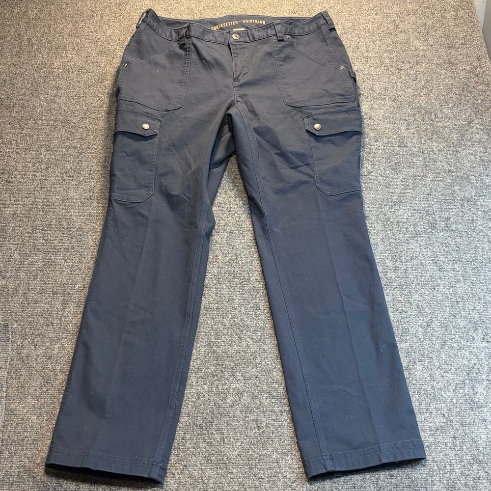 Duluth Trading Womens 14x31 Blue Curvesetter Stretch Flex Cargo Work Pants Pant